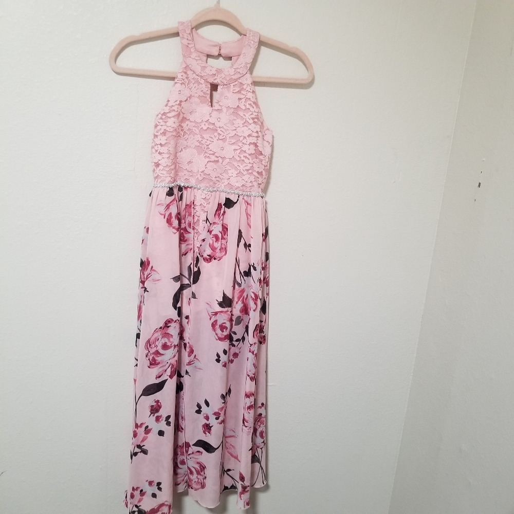 Floral Pink Lace Girls Dress  Size 10